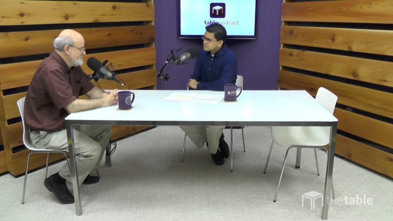 Dr. Bock and guest recording The Table podcast