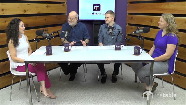 Dr. Bock and guests recording The Table podcast